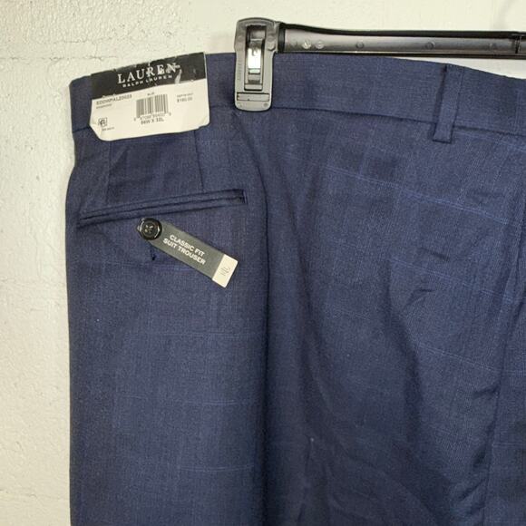 Ralph Lauren Men's Classic-Fit Flat Front Suit Pants, Blue Plaid 56x32 $190 - Picture 10 of 10